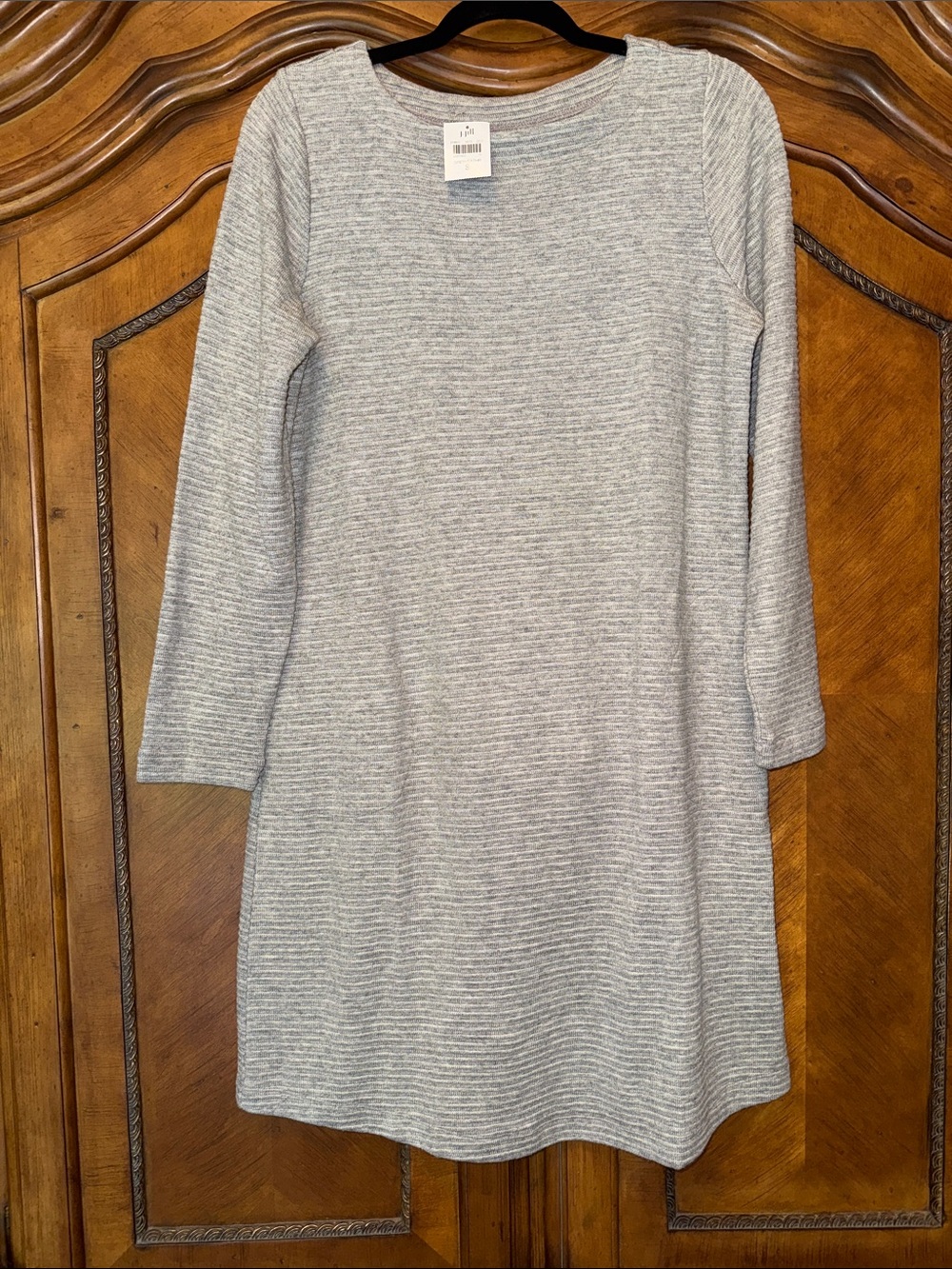 J. Jill Heather Gray Striped Knit A-Line Dress